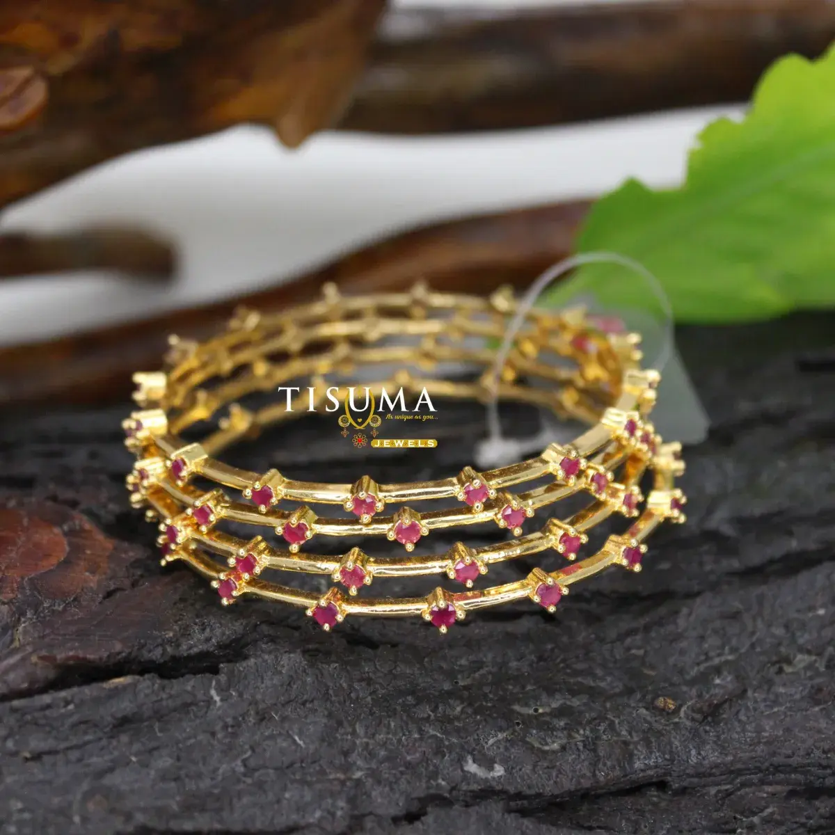 Micro Gold Ruby Bangles